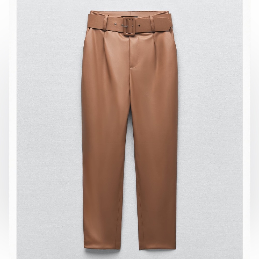 Caramel Faux Leather Pants